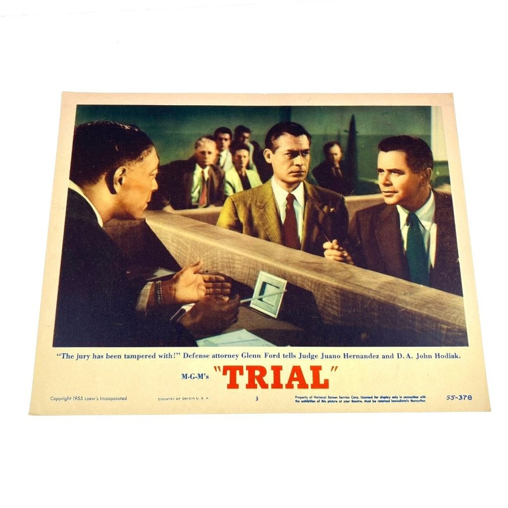 Trial 1955 Lobby Card Movie Poster Glenn Ford Dorothy McGuire Mark Robson Drama